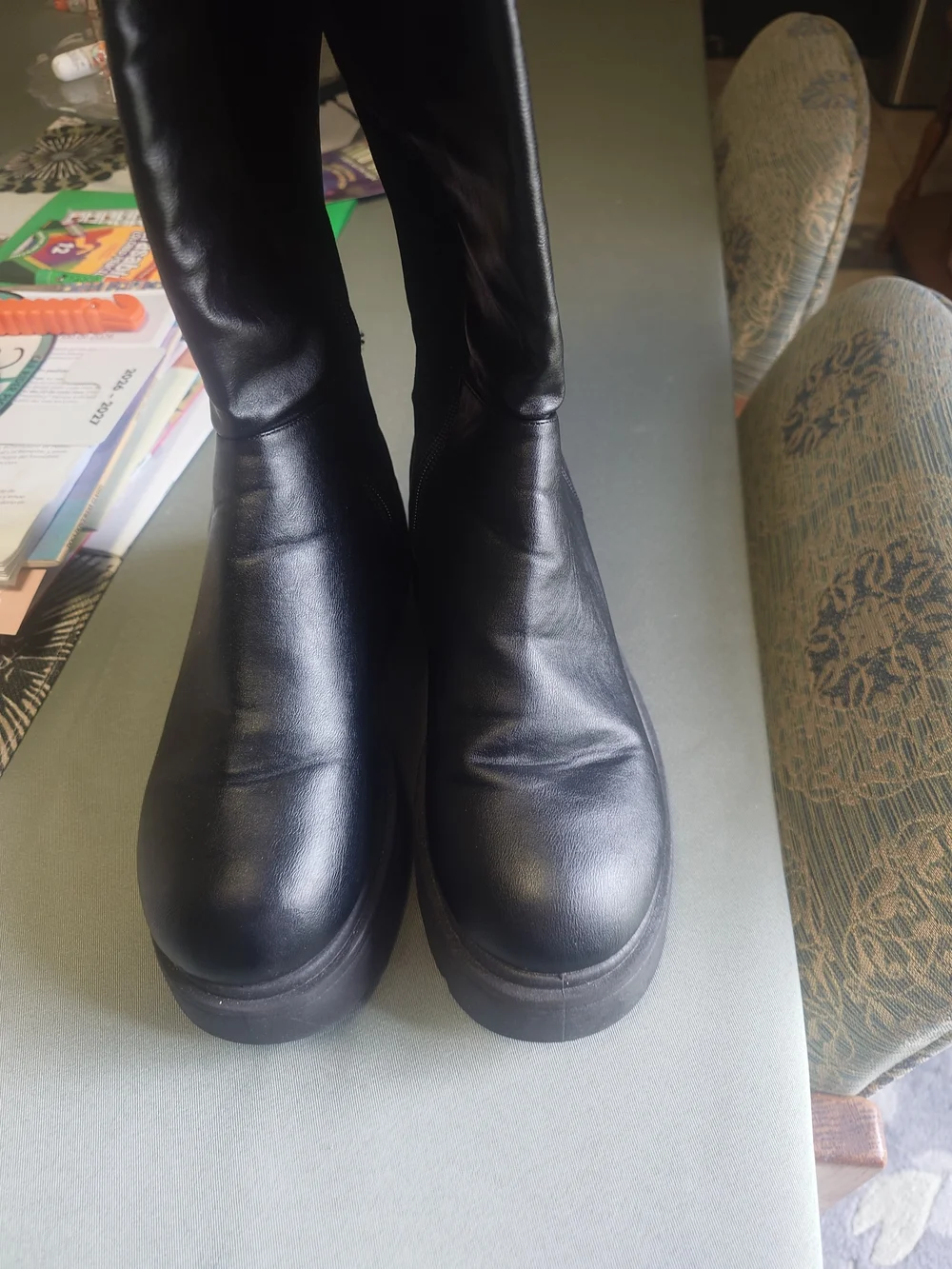 Black Knee-High Platform Boots - Brand Unknown